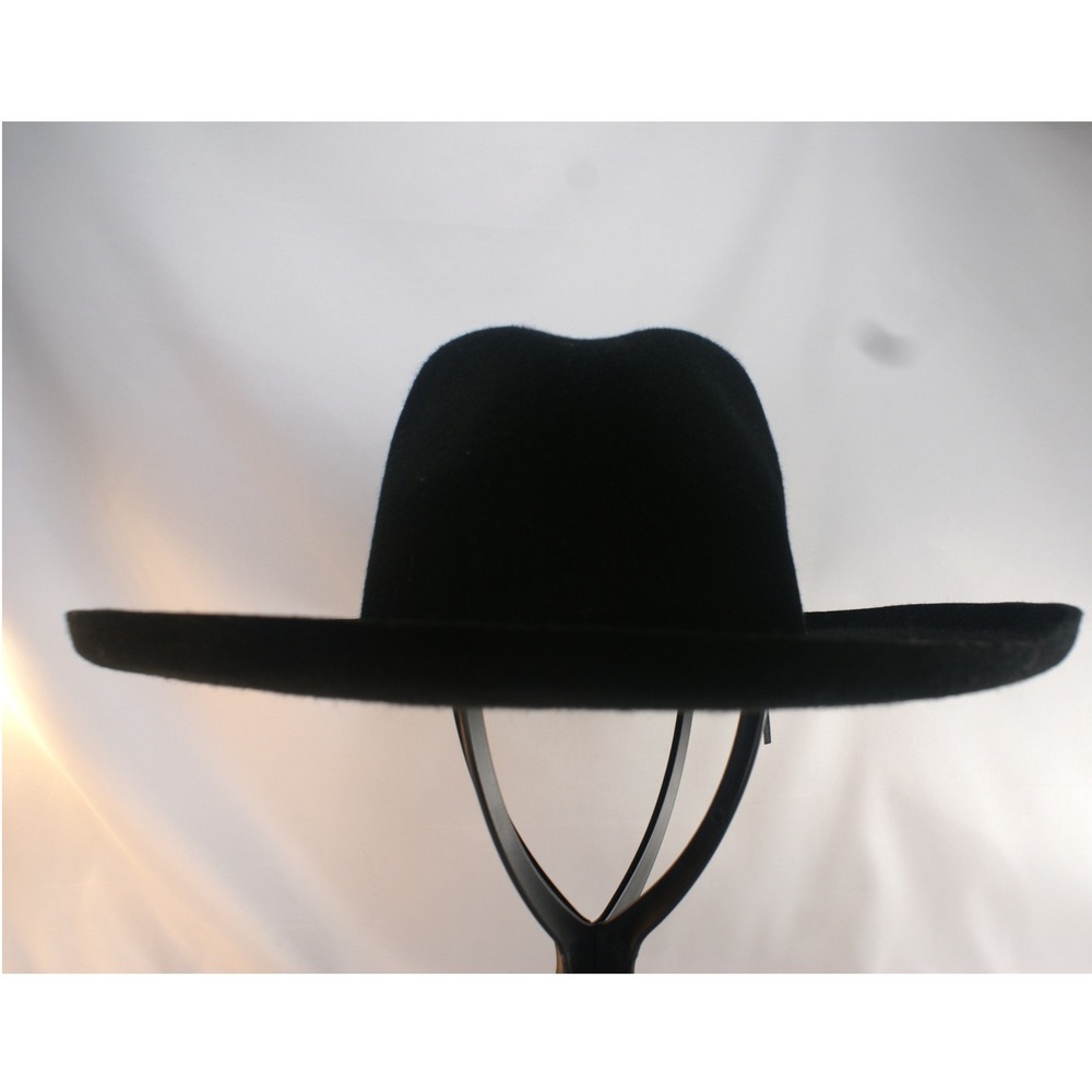 Olive & Pique Black Wool Felt Rancher Western Wide Brim Adjustable Hat RN141010